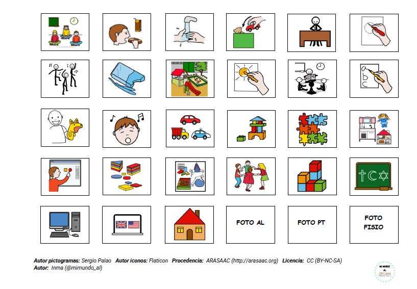 Horario semanal con pictogramas para Infantil